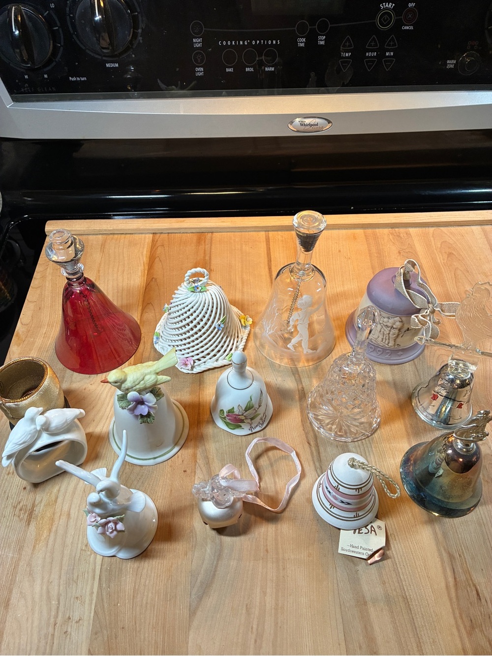VTG Music Bell LOT OF 12 Denton Kirk Shieff Etched Glass Porcelain